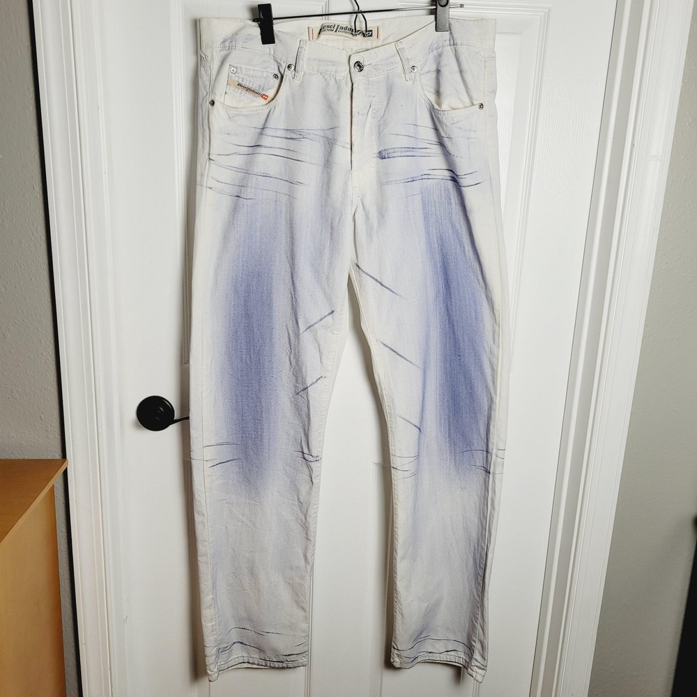 Diesel Industry Jeans Mens 36 Distressed Paint Splatter Button Fly Denim Italy