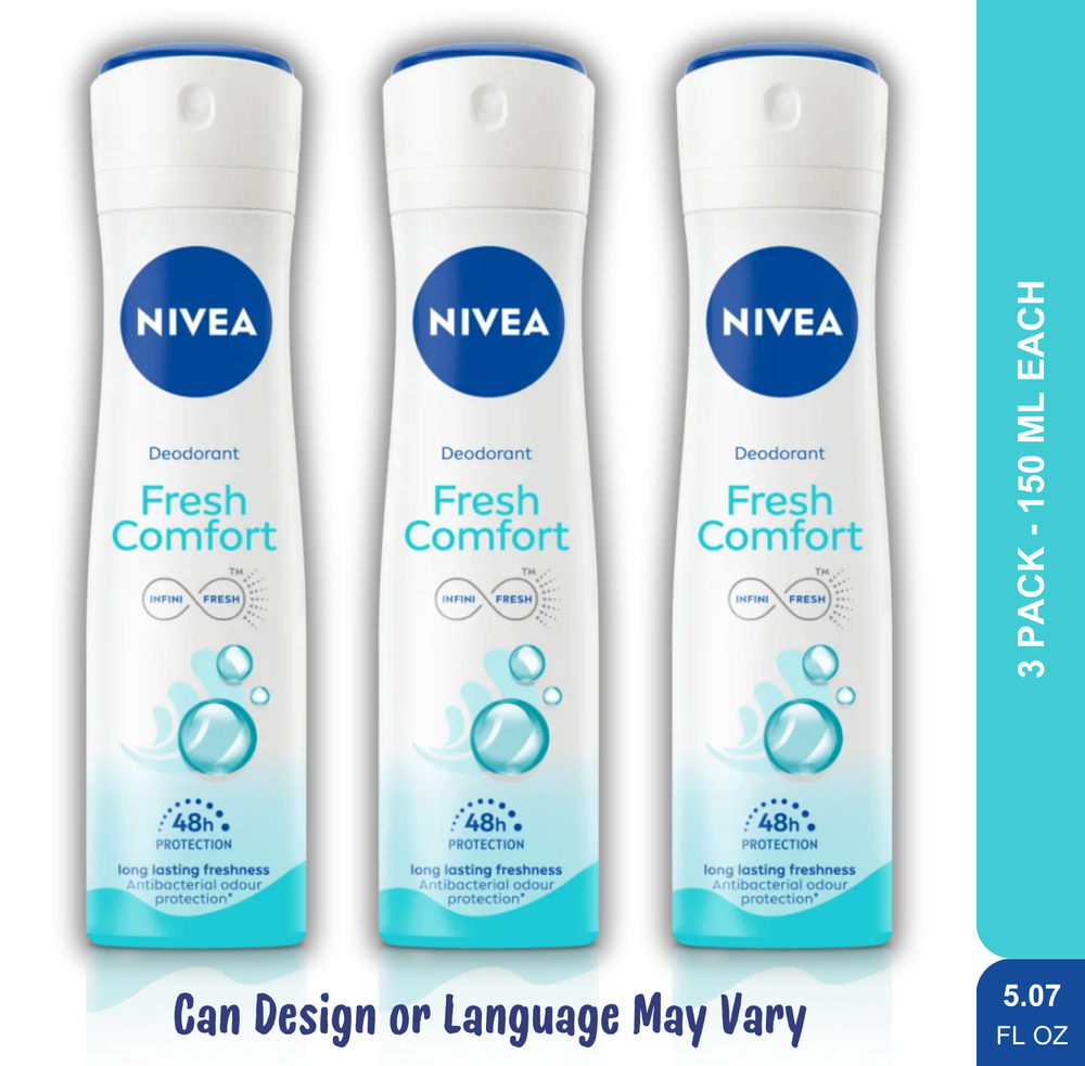 Nivea Fresh Comfort 48H Antibacterial Deodorant Spray 5oz 3-Pack
