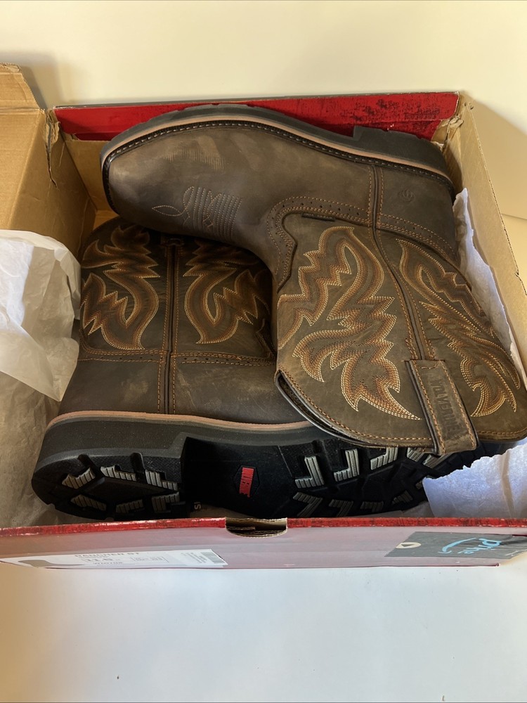 Men's Wolverine Rancher ST Waterproof Steel-Toe Work Boots Size 11.5 Brown W10765
