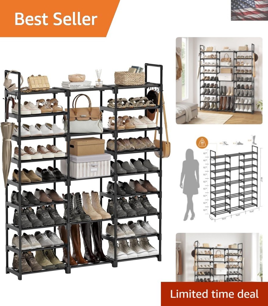 Sturdy 9-Tier Waterproof Shoe Organizer Tower for Durable Storage