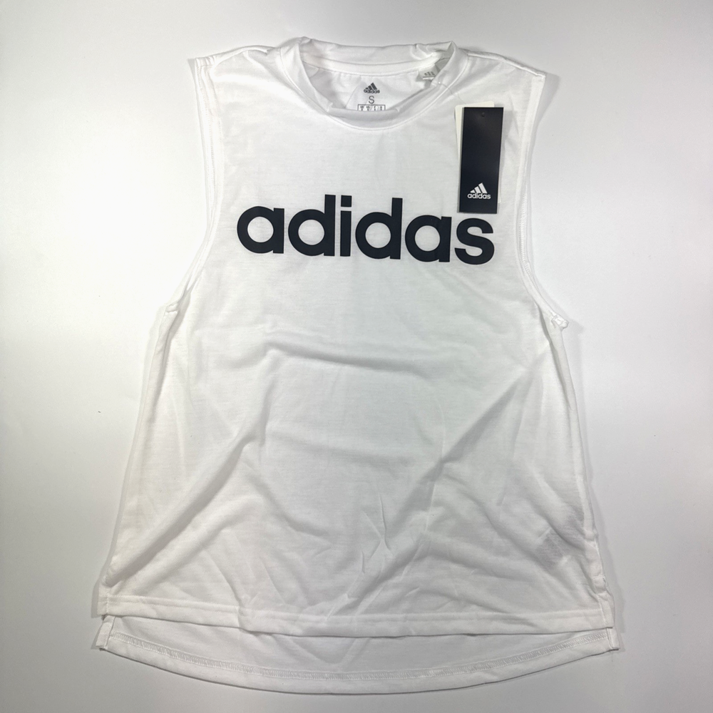 Adidas Women Size Small Logo Training Tank Top White Sleeveless Tee D96046