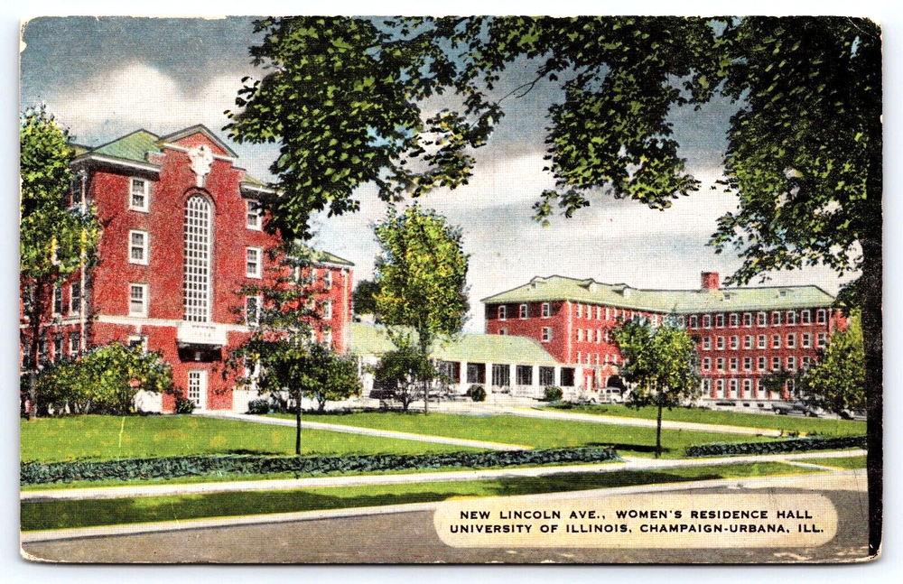 VINTAGE OLD ANTIQUE POSTCARD UNIVERSITY OF ILLINOIS WOMEN'S RESIDENCE HALL