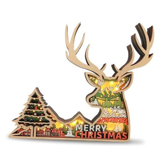 LED Merry Christmas Reindeer Figurines Merry Christmas Reindeer - LED