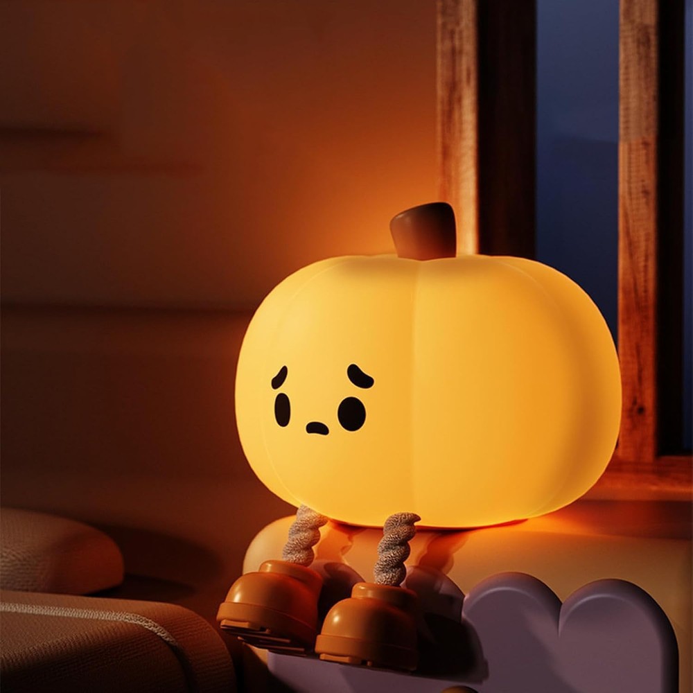 Cute Dimmable Rechargeable Pumpkin LED Night Light in Silicone