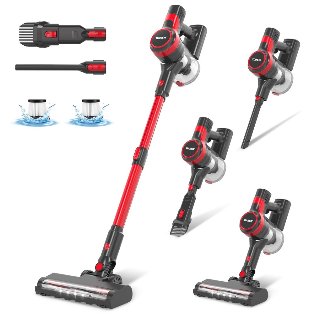 Cordless Vacuum Cleaner, 150W Stick Vacuum Cleaner for Home, 4-in-1 Rechargea...