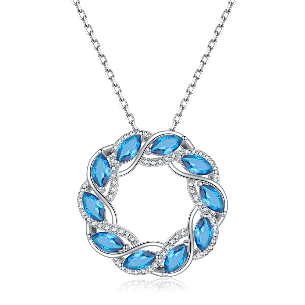 Valentines Day Gifts Sterling Silver December Birthstone Blue Topaz Necklace ...