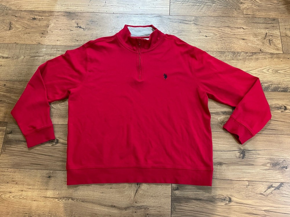 U.S. Polo Assn. Pullover Quarter Zip Breast Logo Red Size XXL