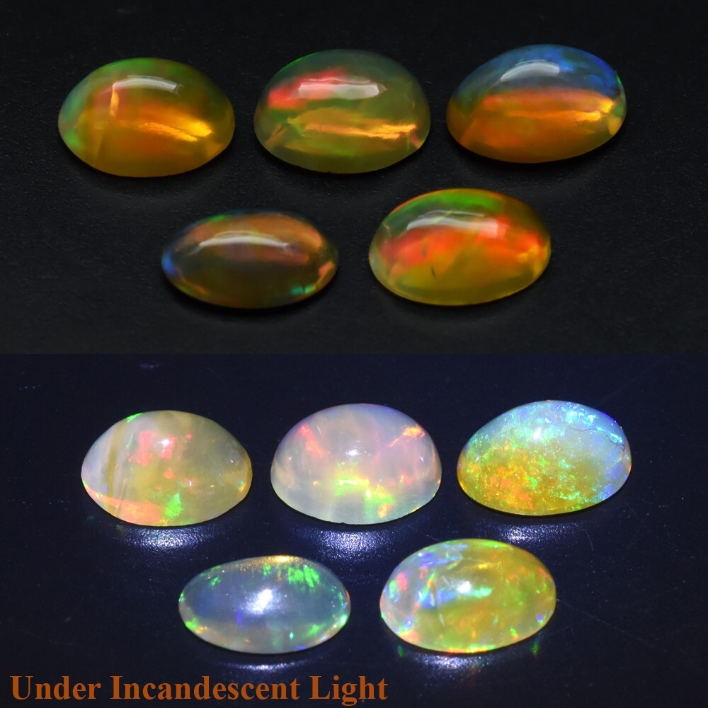 5pcs/Lot 1.57ct t.w Oval Cabochon Natural Play-of-Color Crystal Opal Gemstone