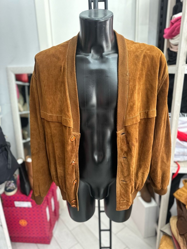 Men's Brown Genuine Leather Jacket Size 50 LLV1454