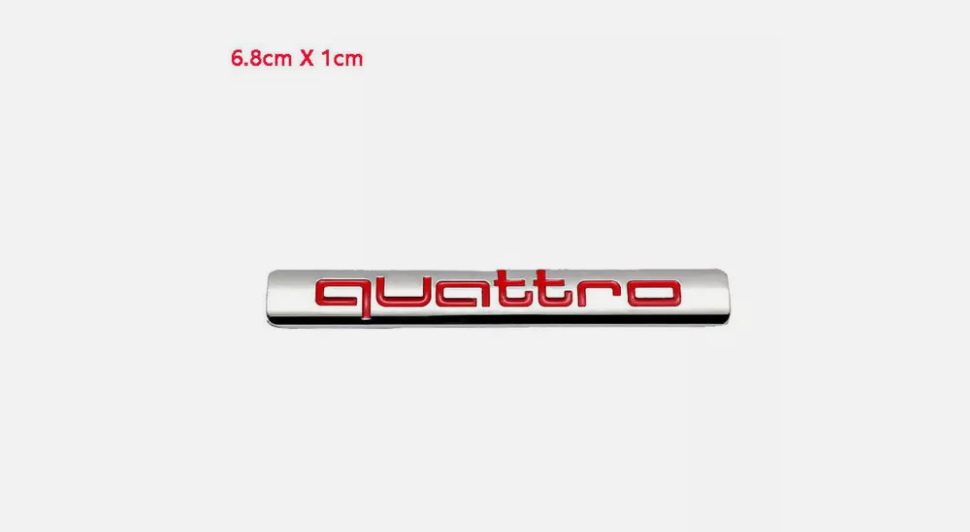 A Pair of 2 Chrome with Red quattro emblem 67/68mm For Audi Quattro Emblem NEW