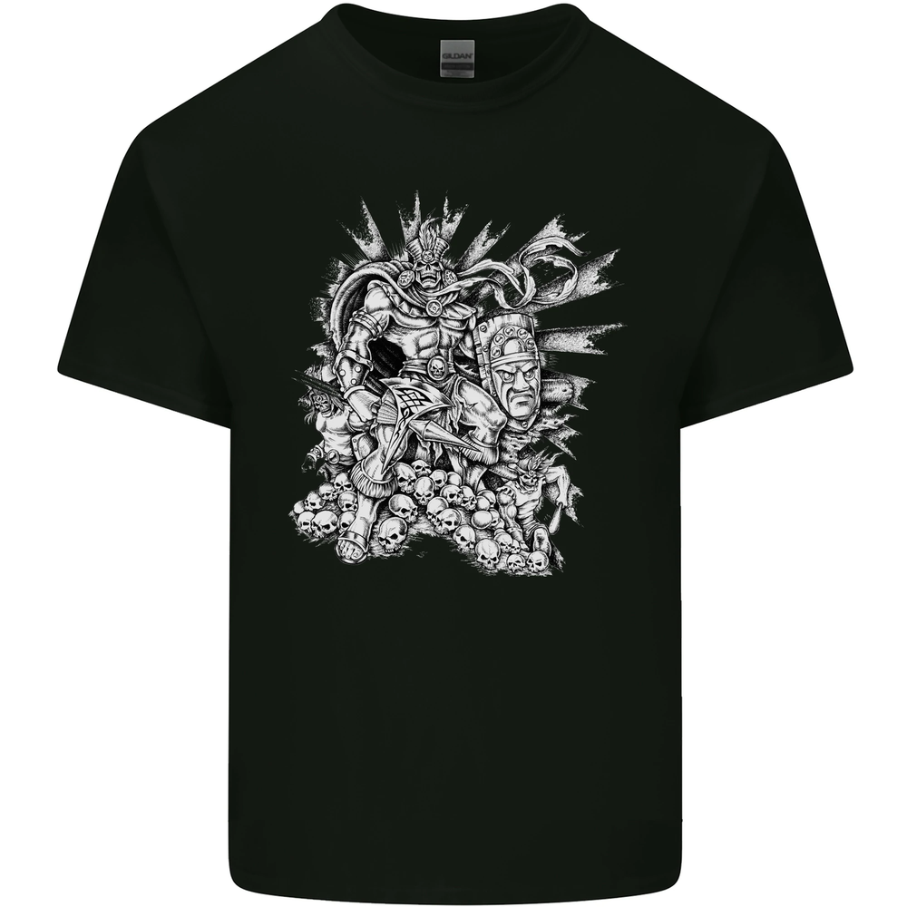 Inca Warrior Skull Gym Martial Arts MMA Axe Mens Cotton T-Shirt Tee Top