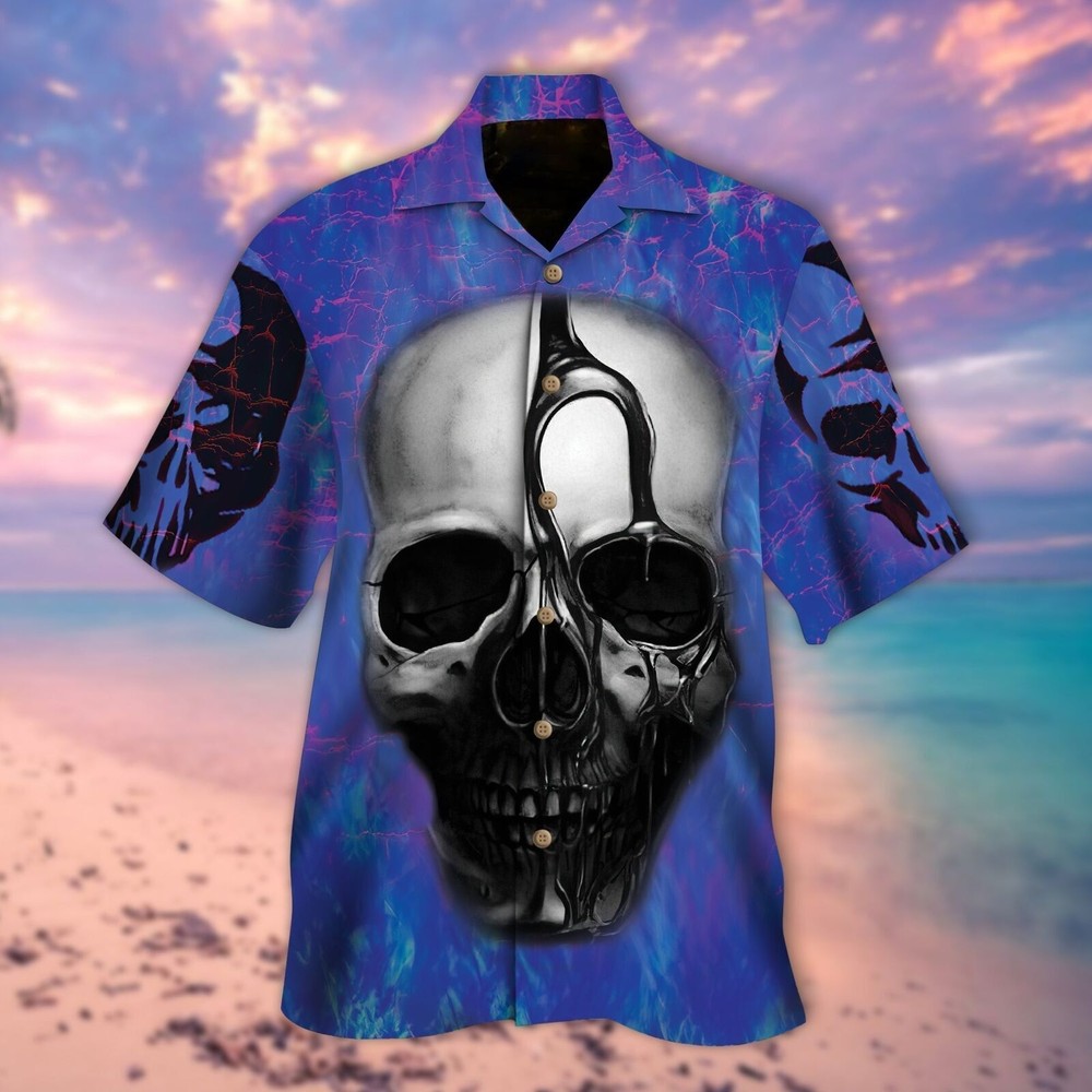 Skull Purple All Over Printed 3D Aloha Shirt Skull Lover Hawaiian Shirts HO5279
