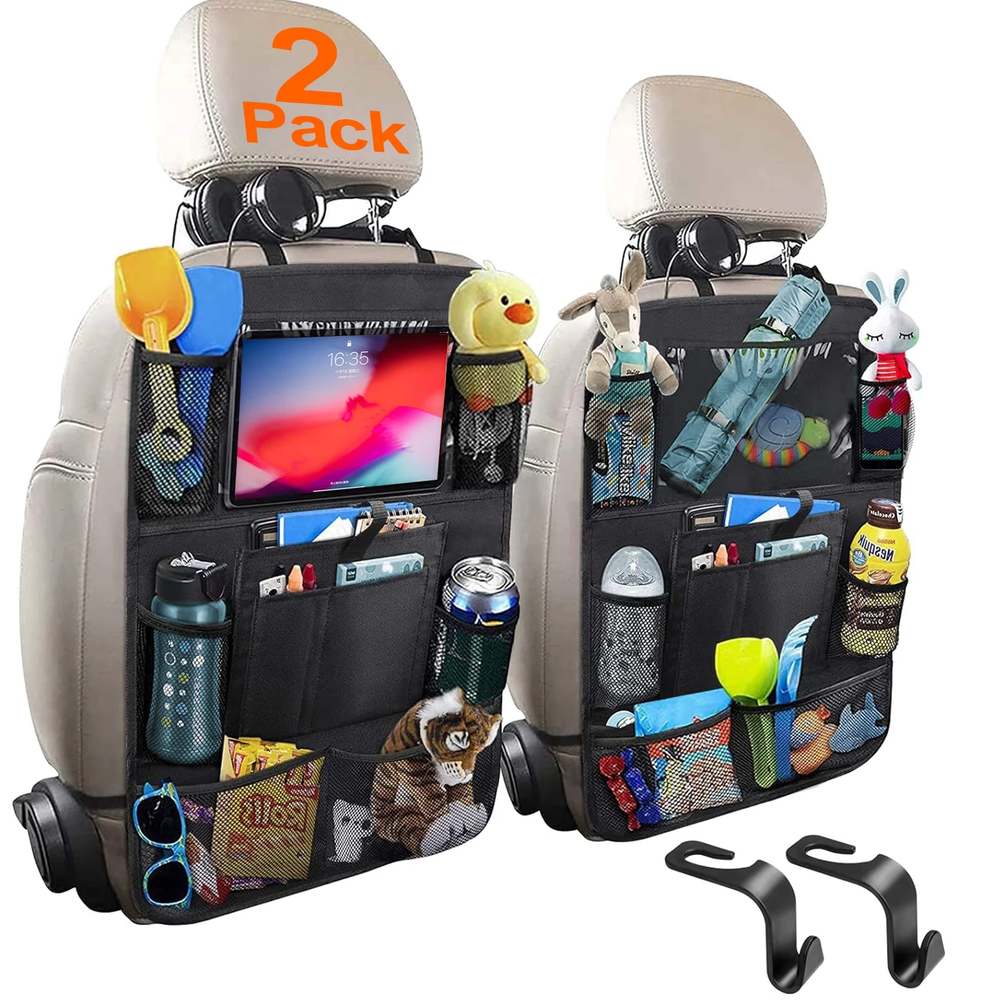 2 Pack Seat Organizer Storage Tablet & Cup Holder Travel Organizer