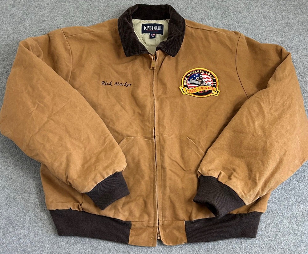 Vintage King Louie Jacket Men XL Brown Button Down Union Iron Worker Canvas USA