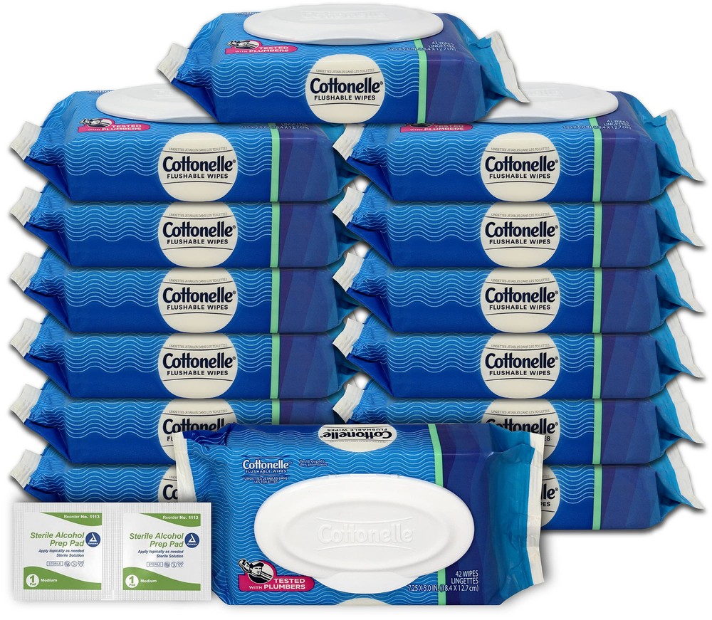 Assortment | Cottonelle Flushable Wipes: 14 Packs of 42-588 Cottonelle Wipes ...