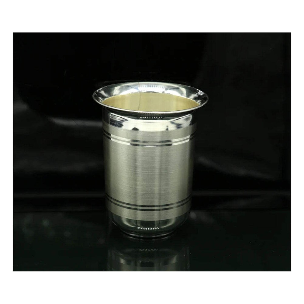 999 Silver Handmade Glass Water/Milk Tumbler Vessel for Kitchen Usage Ideal Gift