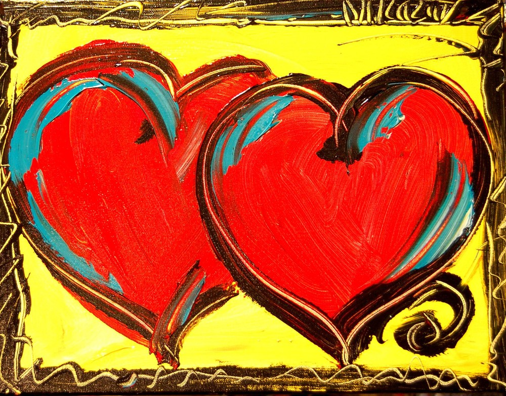 HEARTS FOR YOU  Original Oil Painting canvas IMPRESSIONIST   KAZAV YNU8O7TT