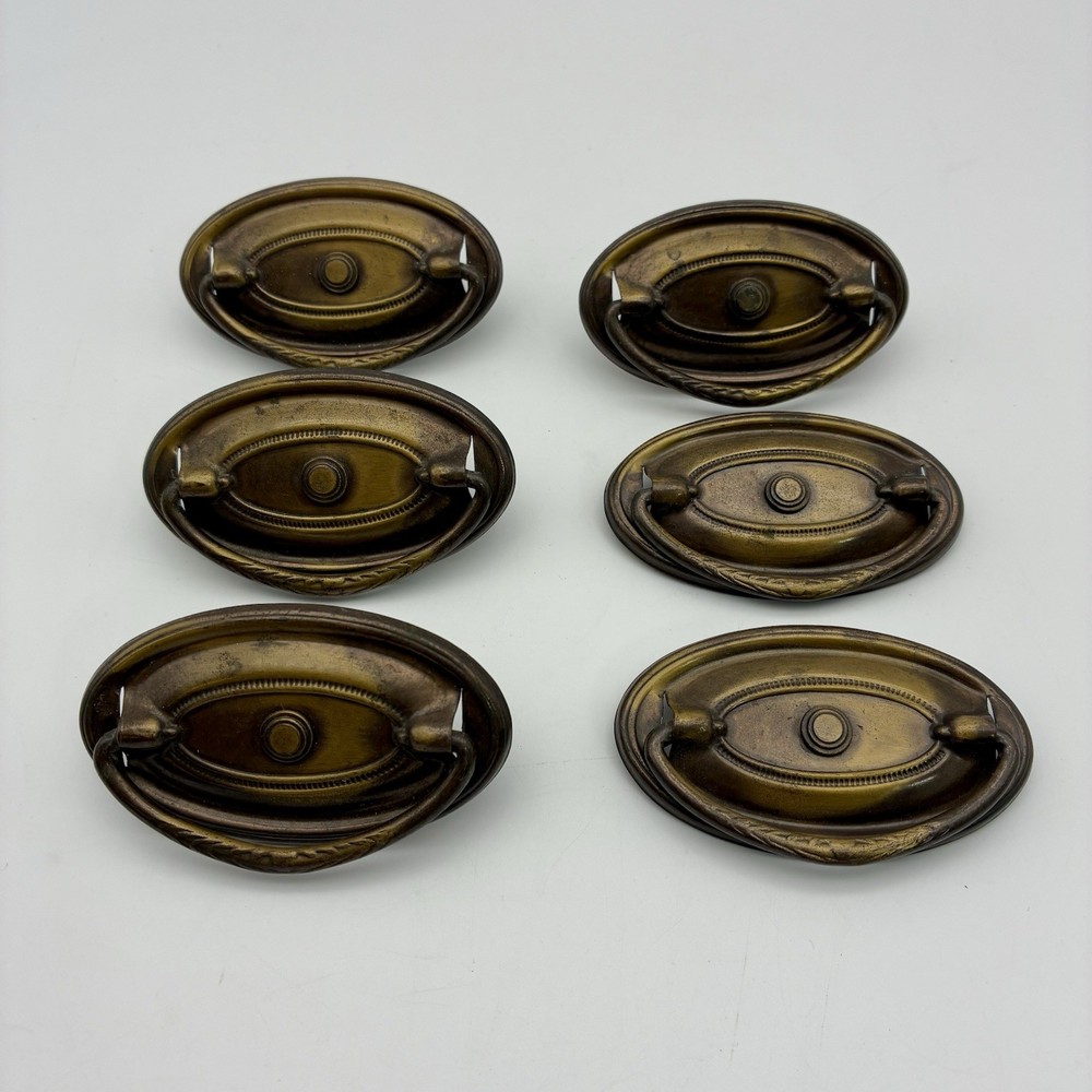 Lot Of 6 Vinatge Brass Bail Style Drawer Pulls