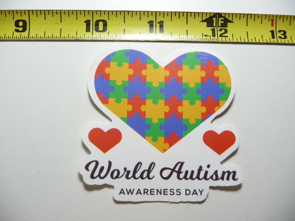 AUTISM SUPPORT DECAL STICKER WORLD AWARENESS DAY 3 HEARTS PUZZLE PIECES