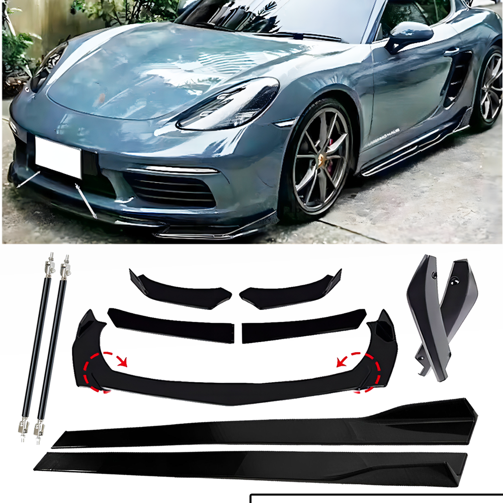 For Porsche 718 Boxster Cayman 16-20 Front Bumper Lip Spoiler Splitter Rear Lip