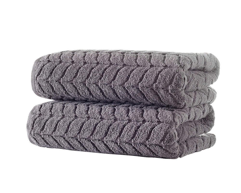 BAGNO MILANO Soft Plush Jacquard Bath Towels Set - Quick Dry 2 pcs Grey