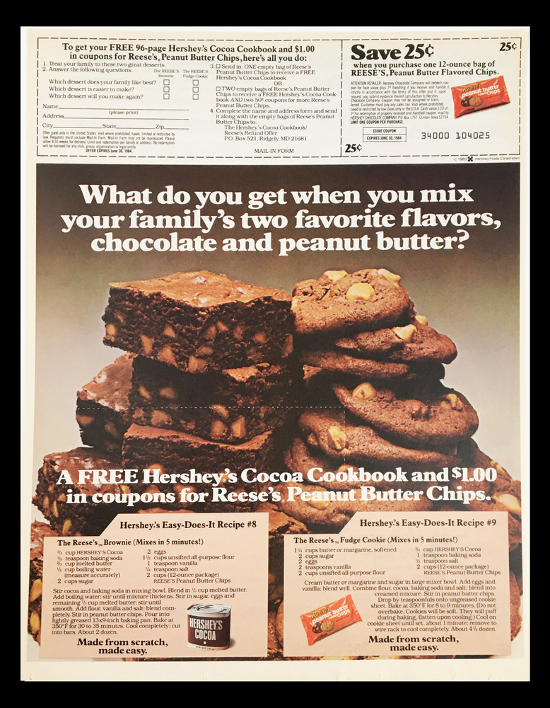 1984 Hershey's Cocoa Cookbook Circular Coupon Advertisement-image