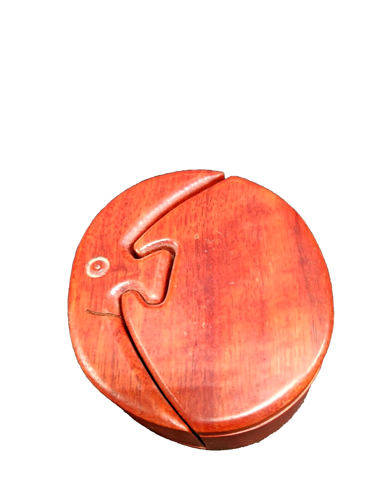 Beautiful Handcrafted 4 Piece Round Wooden Moon Jigsaw Puzzle Trinket Box