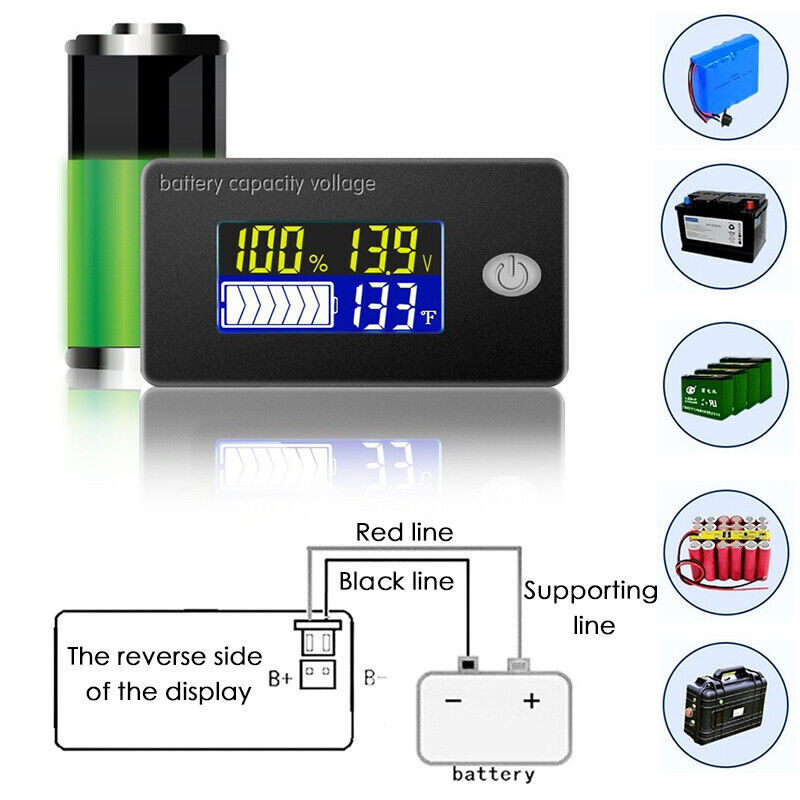 12/24/48V Battery Capacity Status Display Indicator LCD Digital Monitor Meter