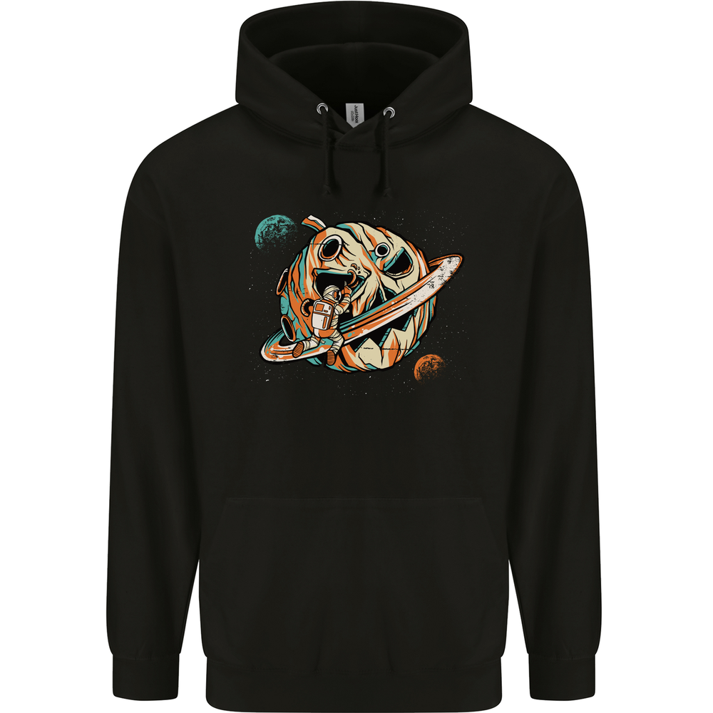 Space Halloween Pumpkin Astronaut Planet Mens 80% Cotton Hoodie