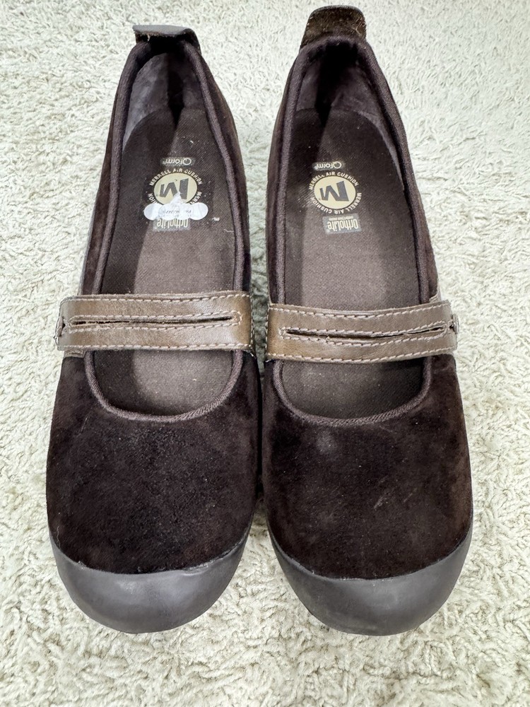Merrell Plaza Bandeau Mary Jane Size 9 Chocolate Brown Leather Slip On Shoes
