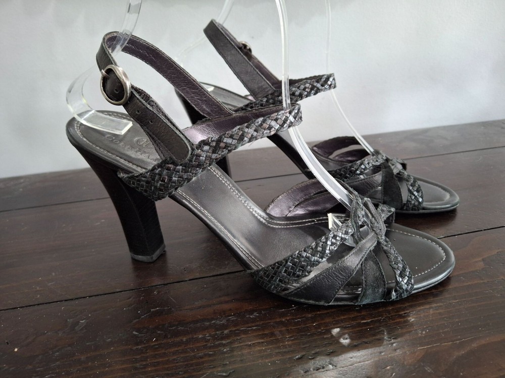 Cole Haan Black Leather Strappy Heels Size 9B EUC