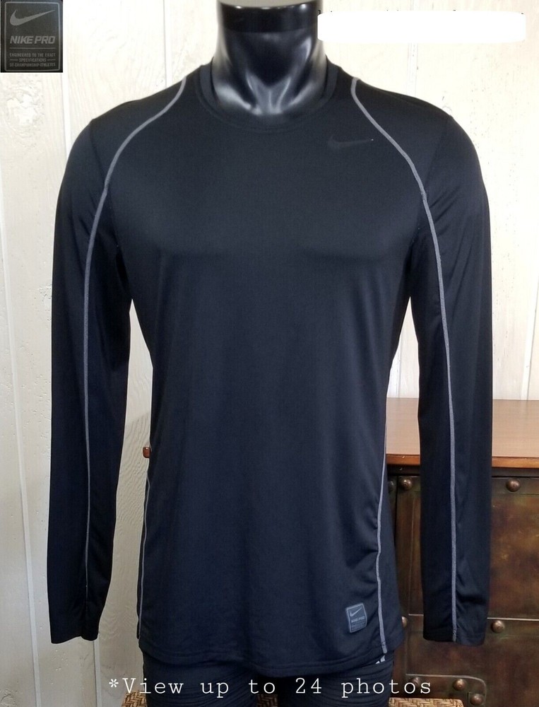 Nike Pro Dri-Fit Vent Tech Run Training Long Sleeve Black Activewear Shirt Sz M