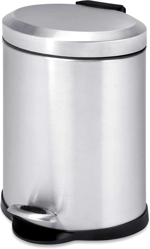 Honey-Can-Do TRS-01448 Oval Stainless Steel Step Can, 5-Liter,grey , Silver