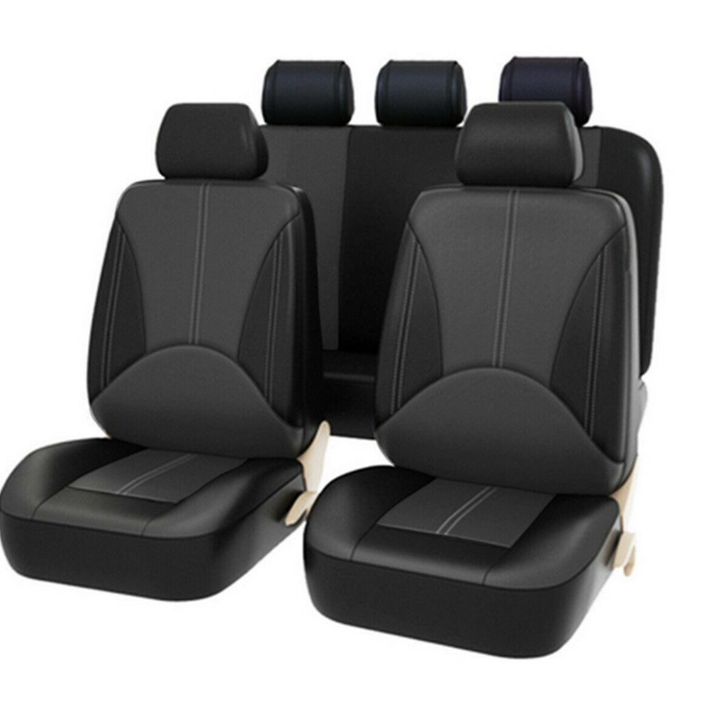 Car Seat Cover 5 Seats Leather Full Set Front Rear Protector Cover Waterproof