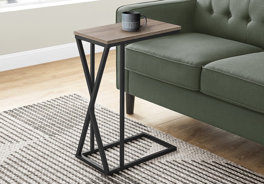 Accent Table, C-shaped, End, Side, Snack, Living Room, Bedroom, Brown Laminate