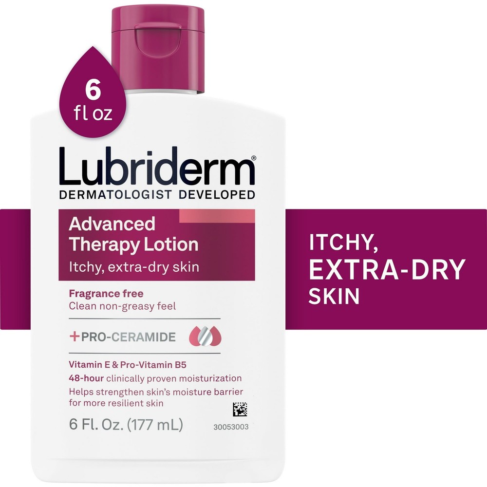 Lubriderm Advanced Therapy Moisturizin Hand Body Lotion Anti Itchy 6oz (2 Pack)