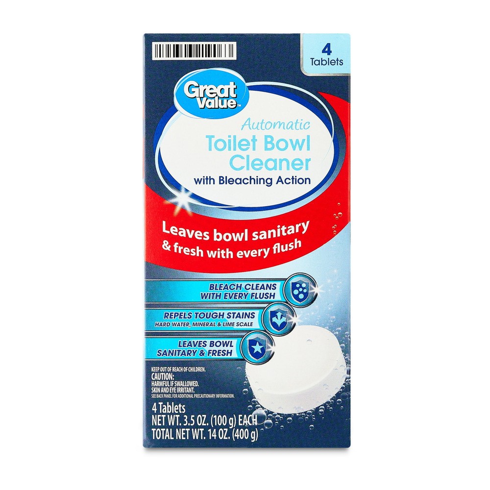 Great Value Automatic Toilet Bowl Cleaner Tablets with Bleach, 3.5 oz, 6-Count