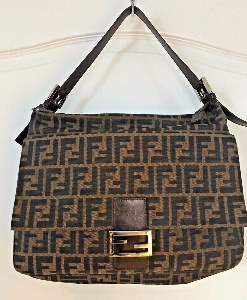 Fendi Zucca FF Logo Leather Handbag