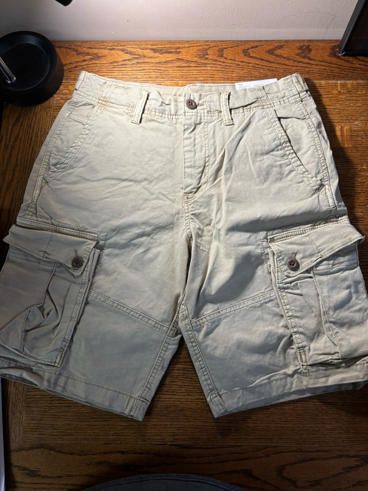 Men's NWT American Eagle Flex Lived In Cargo Short, beige, size 31, 10