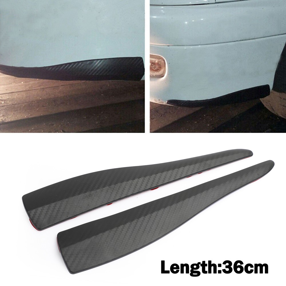 2pcs 36cm Carbon Fiber Car Bumper Lip Protector Anti-Collision Strip Front & Rear