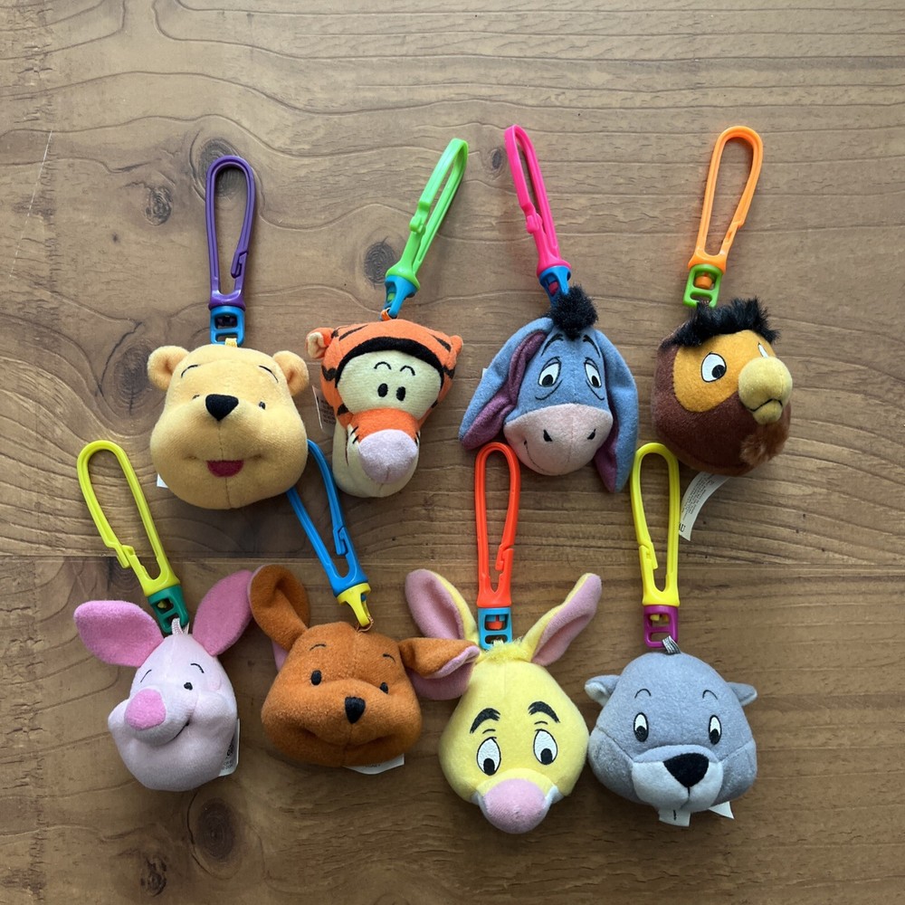 VTG Disney McDonald’s Winnie The Pooh Plush Keychain Backpack Clip Full Set