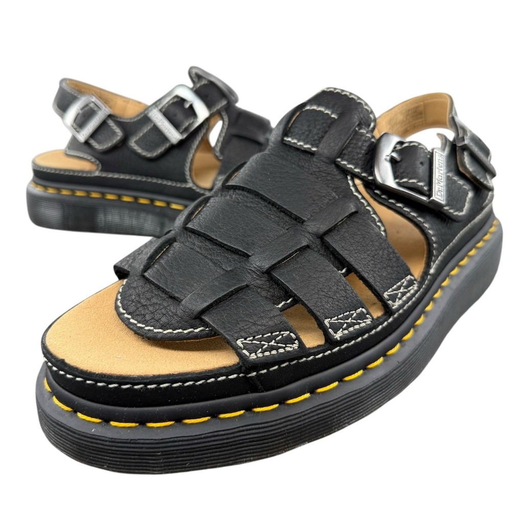 Dr Martens 8092 ARC Leather Buckle Fisherman Sandals for Men Size 11 Women Size 12 in Black