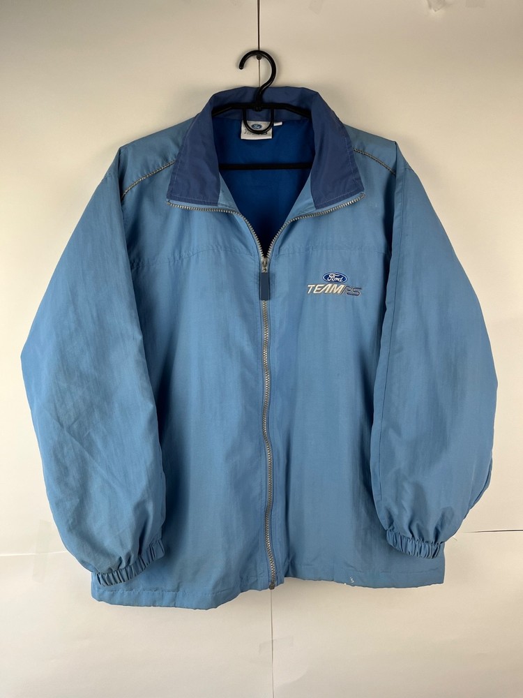 Ford Team RS Nylon Men's Light Blue Vintage Racing Jacket Full Zip Size M