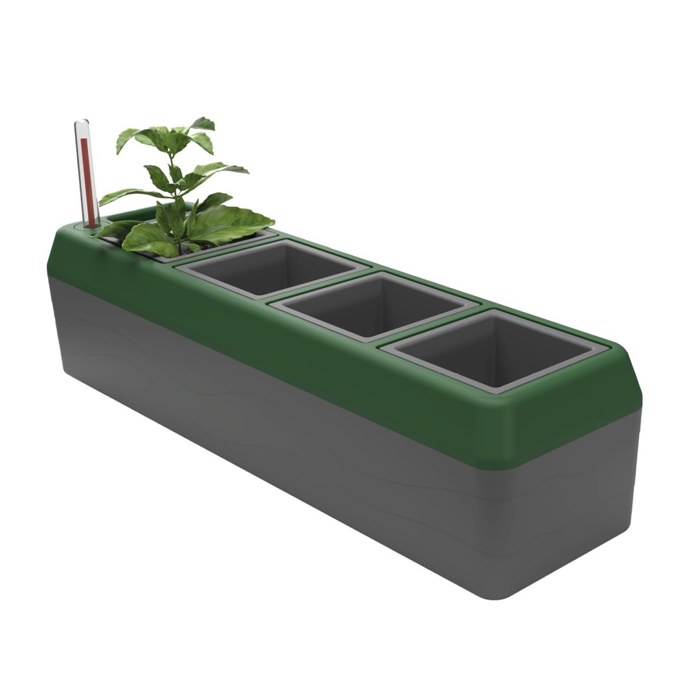 Provence 4-Herb Self-Watering Window Box Planter with Water Level Indicator
