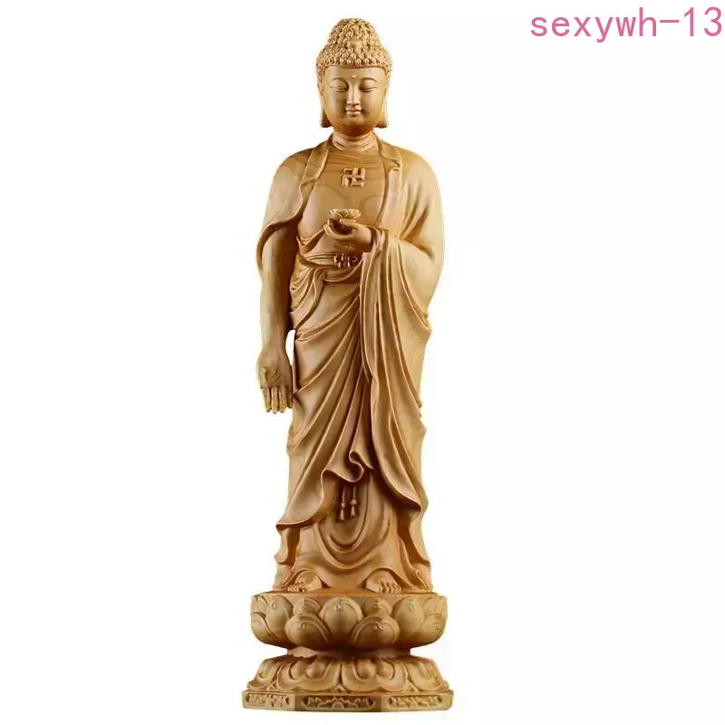 Wood Carving Amitabha Buddha Statue for Buddhist Decoration and Sculpture
