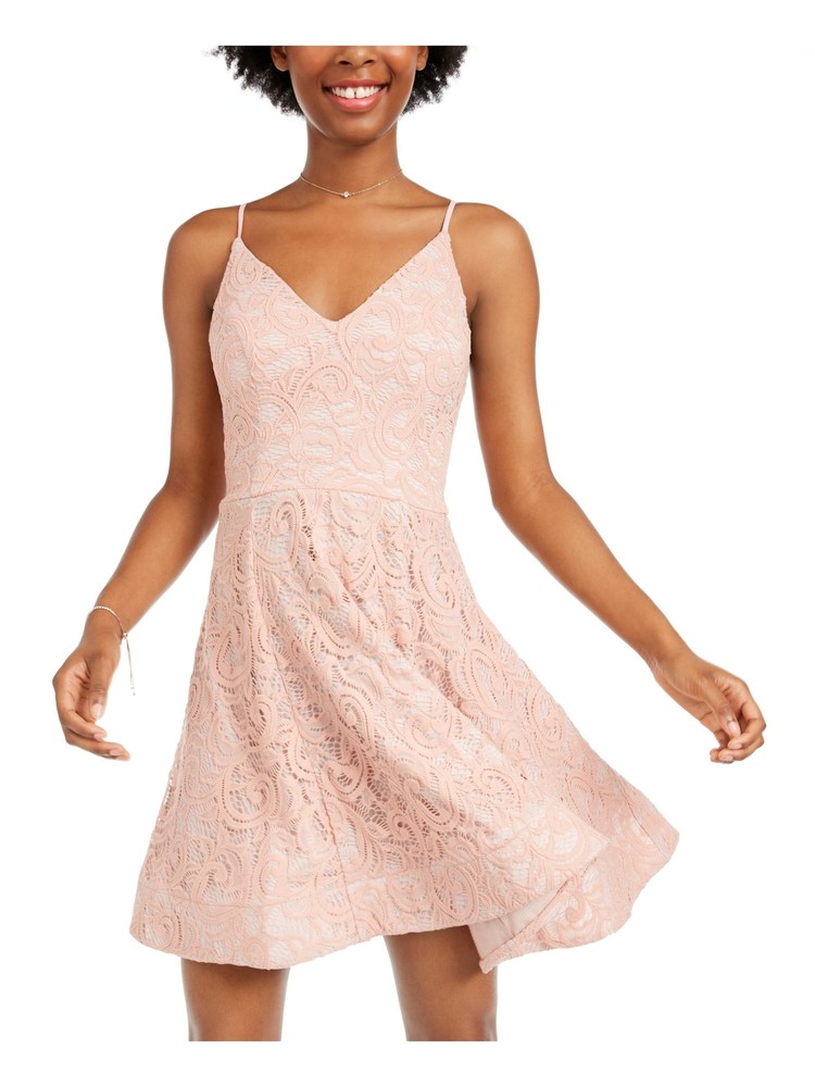 SEQUIN HEARTS Womens Pink Spaghetti Strap Above The Knee Dress 11