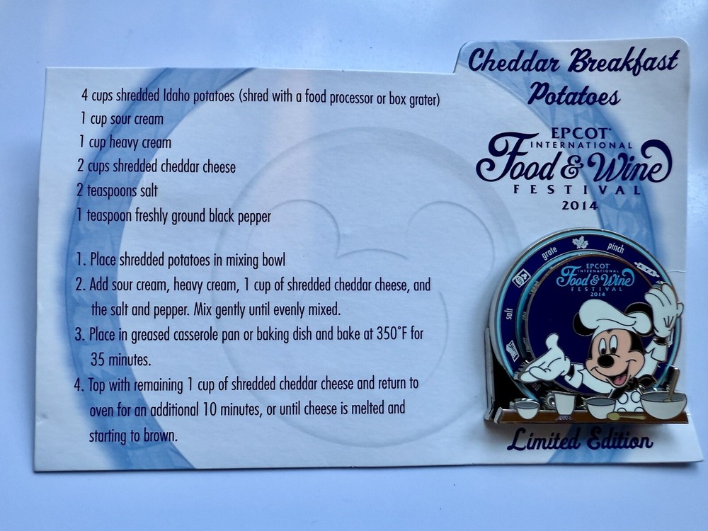 Disney WDW Epcot Food & Wine Festival 2014 Mickey Mouse LE 4000 Pin on Card