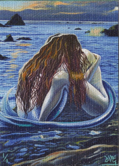 Parted Ones Sad Mermaid ACEO David Van Gough art gothic surrealism fantasy ocean