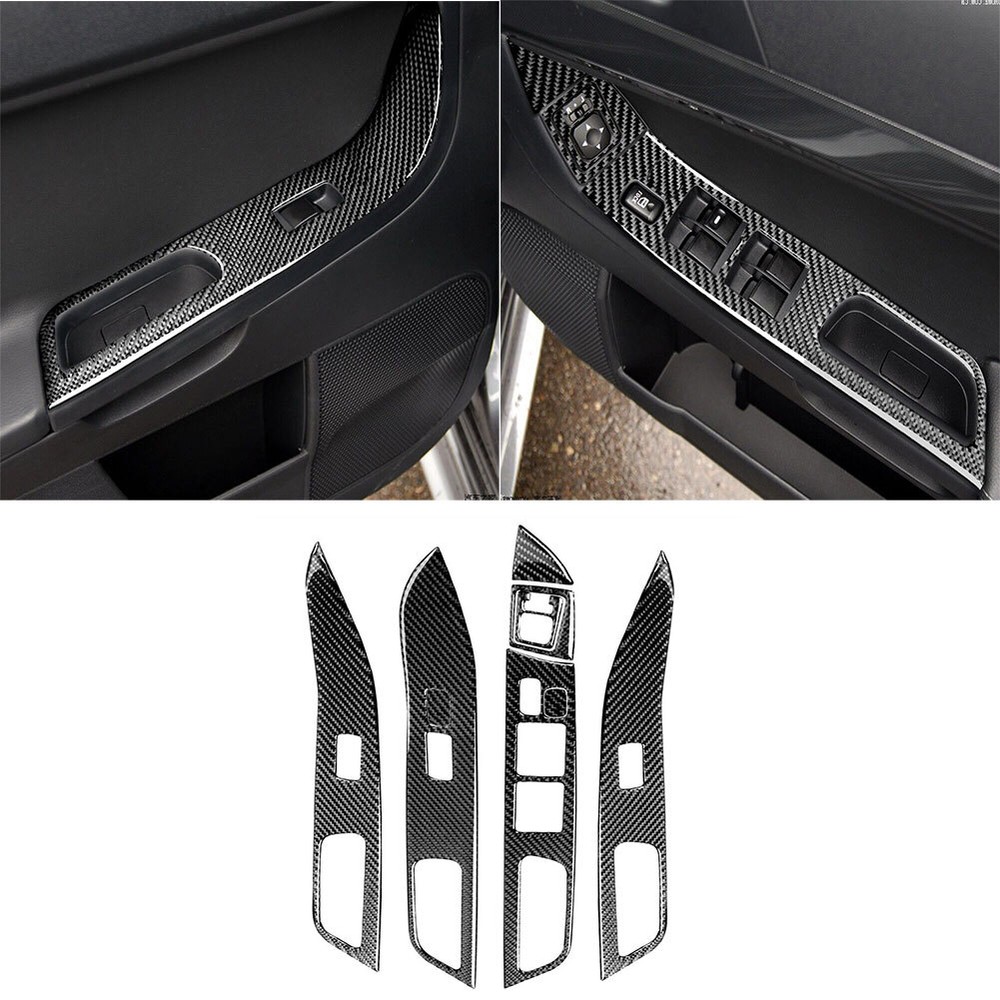 7Pcs RHD Carbon Fiber Interior Door Trim for Mitsubishi Lancer