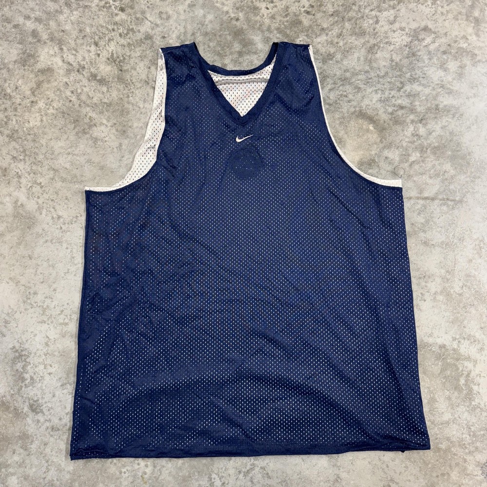 Nike Shirt Mens XL Blue White Reversible Mesh Basketball Jersey Tank Top